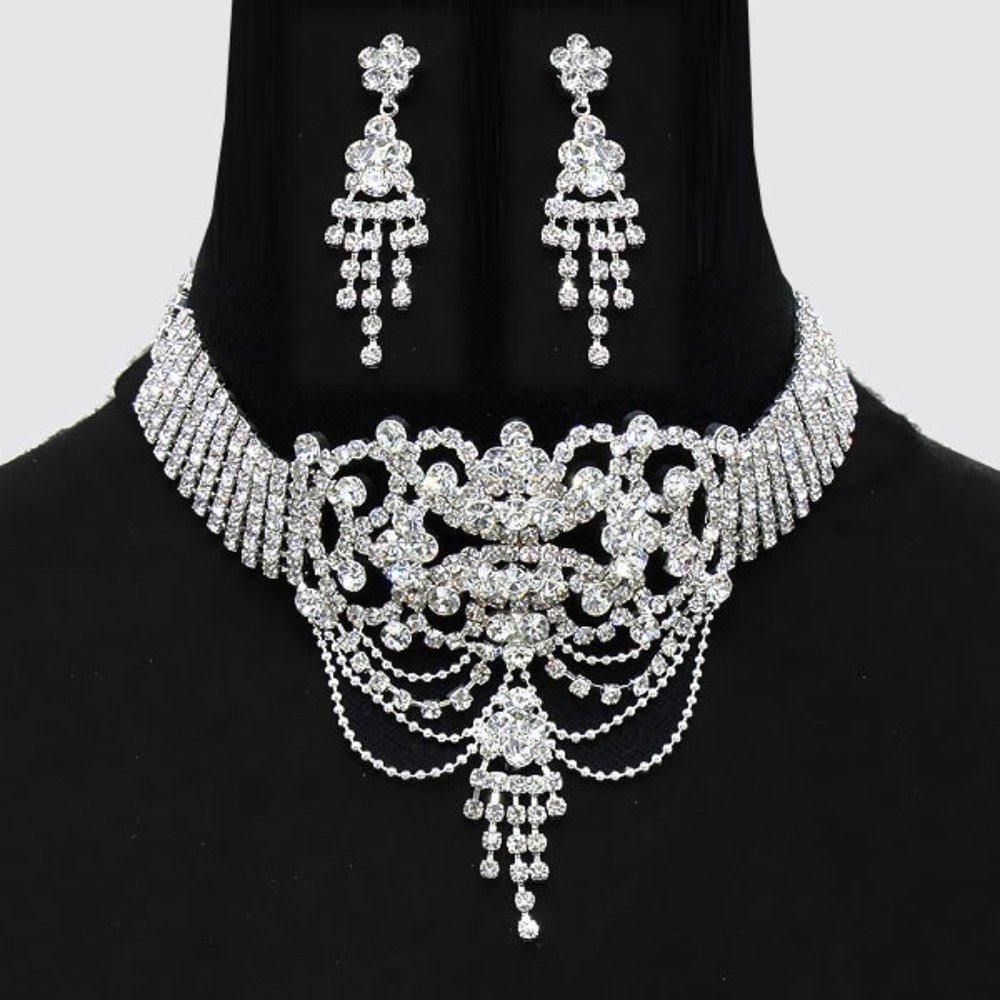 Rhinestone Choker Set - Candlelight Glamour